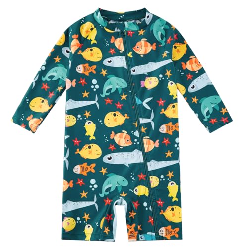 upandfast Baby Junge Badeanzug Lang UV Schutz Baby Badebekleidung Swimwear(Ozean Fisch,12-18 Monate) von upandfast