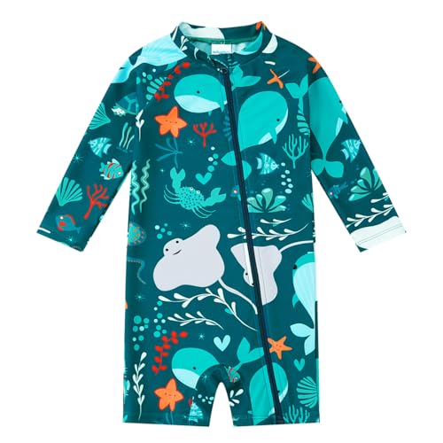 upandfast Baby Junge Badeanzug UPF 50+ Langem Badebekleidung für Baby(Grün Walfisch,12-18 Monate) von upandfast