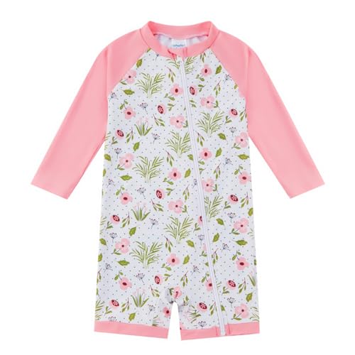 upandfast Baby Mädchen Strand Badeanzug mit Blumendruck(Hellrosa,6-9 Monate) von upandfast