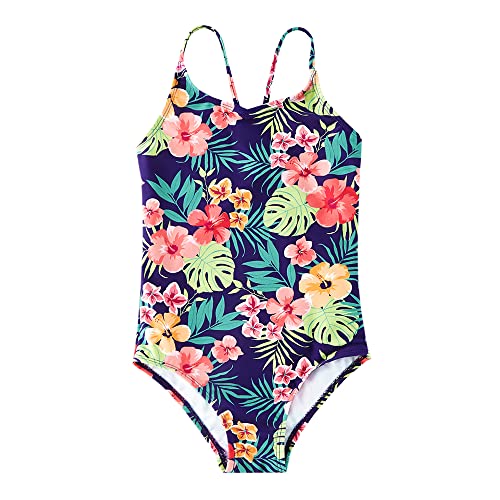 upandfast Einteiliger Badebekleidung Sonnenanzug Bikini für kleine Mädchen mit UPF50+ Sonnenschutz(Roter Blume,3 Jahre) von upandfast