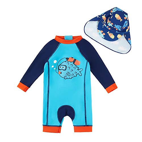 upandfast Baby-Strandbadeanzug mit Langen Ärmeln(Blauer Fisch,9-12 Monate) von upandfast