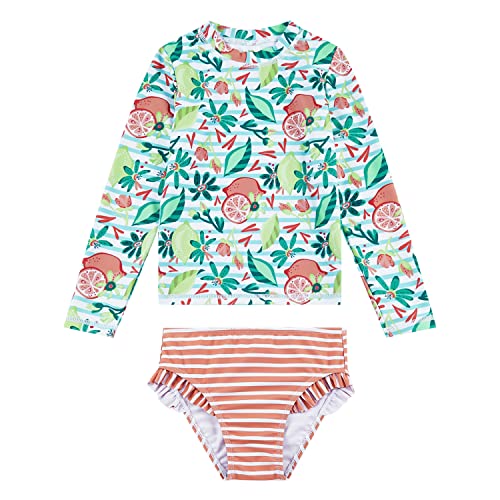 upandfast Langärmliger Badeanzüge für Baby Mädchen UPF 50+ Two Pieces Schwimmanzug(Süße Zitrone,3 Jahre) von upandfast