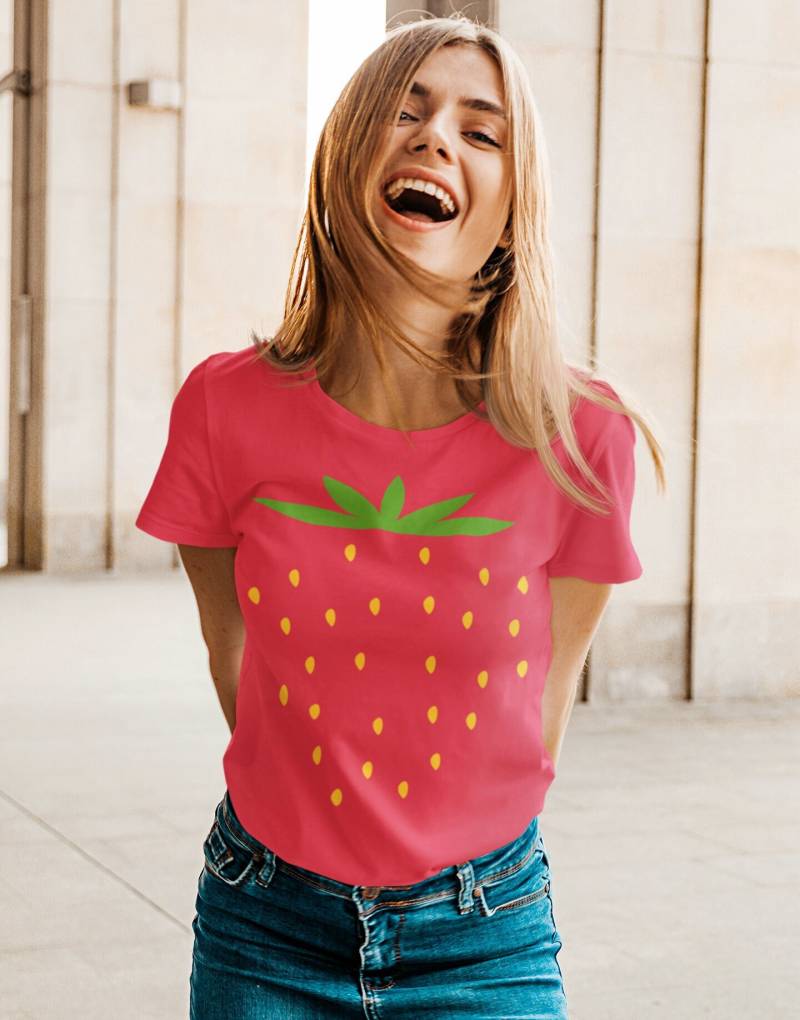 Erdbeere Tshirt - Verkleidung Fasching Thema Party Shirt Karneval Kostüm Damen von upcreativ