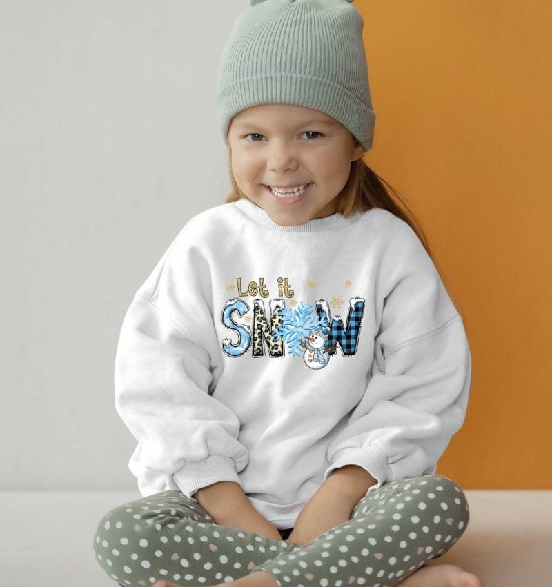 Kinder Weihnachtspullover, Christmas Sweater, Weihnachtsgeschenk, Weihnachtsoutfit, Weihnachtspullover Kinder, Let It Snow von upcreativ