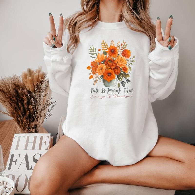 Sweatshirt Autumn Flowers - Herbst Pullover Boho Kleidung Herbst-Sweatshirt Fall Is in The Air Sweater- Herbstmotiv von upcreativ