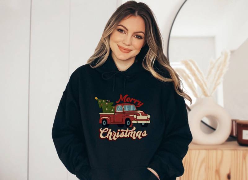 Weihnachtspullover - Unisex Hoodie Christmastruck Sweater Christmas Clothing Weinachtshirt Cottagecore-style Weihnachtspulli von upcreativ