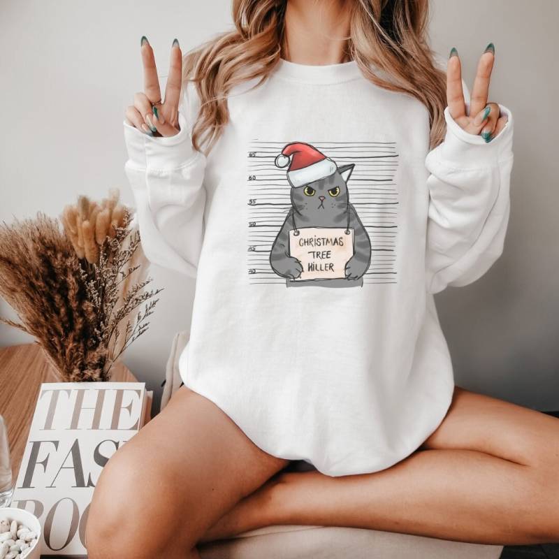 Weihnachtspullover - Weihnachten Pullover Grumpy Cat -Boho Kleidung Christmasclothing Christmas Sweatshirt Cottagecore-style Winter von upcreativ