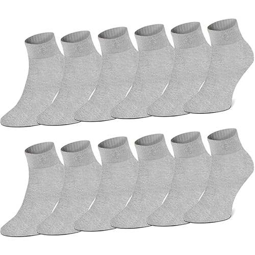 urban ace | 12 Paar | Sneaker Socken, Strümpfe | Damen u. Herren | Hochwertige Baumwolle | grau, 39-41, Sport und Freizeit, Quarter Socks von urban ace