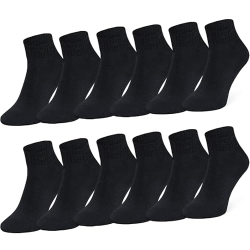 urban ace | 12 Paar | Sneaker Socken, Strümpfe | Damen u. Herren | Hochwertige Baumwolle | schwarz, 42-45, Sport und Freizeit, Quarter Socks von urban ace