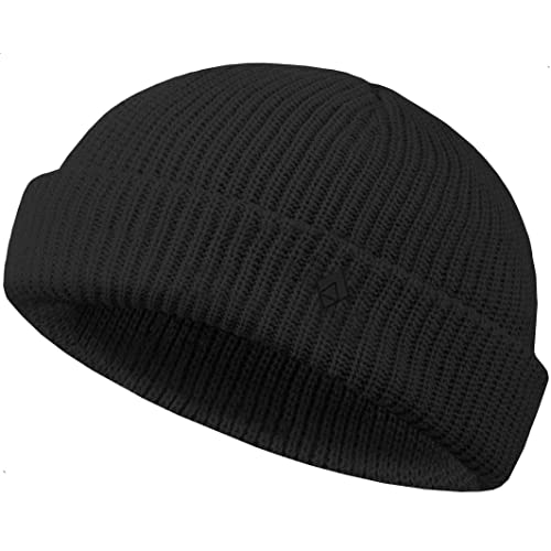 urban ace | Beanie Mütze, Haube | Docker Trawler | Frühling Herbst Winter | weich leicht | Damen Herren Unisex | dichter Stoff, doppellagig | optimale Passform, Seemannsmütze Fisherman (Black) von urban ace