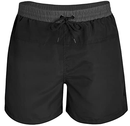 urban ace | Badeshorts, Badehose | Männer, Herren | aus schnelltrocknendem Material | mit Reißverschluss-Tasche & Innenhose, Zweifarbige Bermuda Schwimmhose, Swim Shorts (schwarz/grau, XL) von urban ace