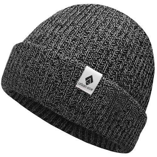 urban ace | Beanie Mütze, Haube | Frühling, Herbst, Winter | weich & leicht | Damen, Herren | meliert | optimale Passform Männer Frauen (Black) von urban ace