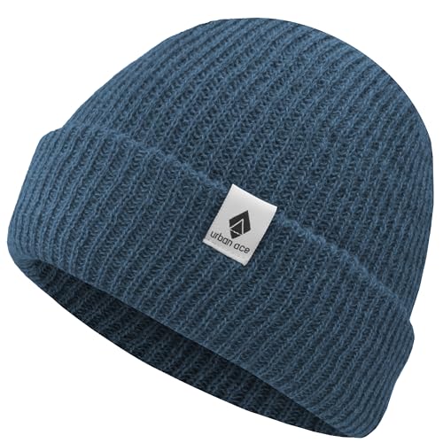 urban ace | CrewU | Beanie Mütze, Haube, für Frühling, Herbst, Winter, weich & leicht, Damen, Herren, Unisex, glatter, weicher Stoff, optimale one Size Passform, Melange Beanie (Navy) von urban ace