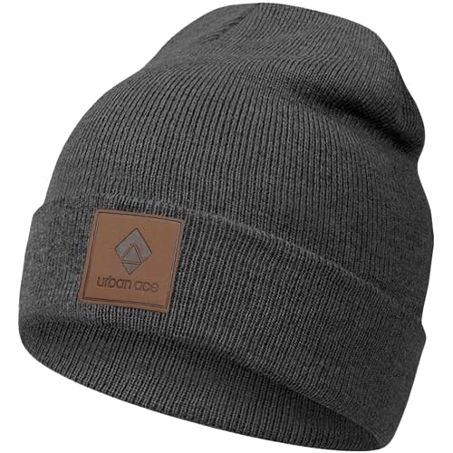 urban ace | Beanie, Mütze, Haube | dichter Stoff, doppellagig | mit Patch | Damen, Herren | Frühling Herbst Winter | weich & hochwertig (Charcoal) von urban ace