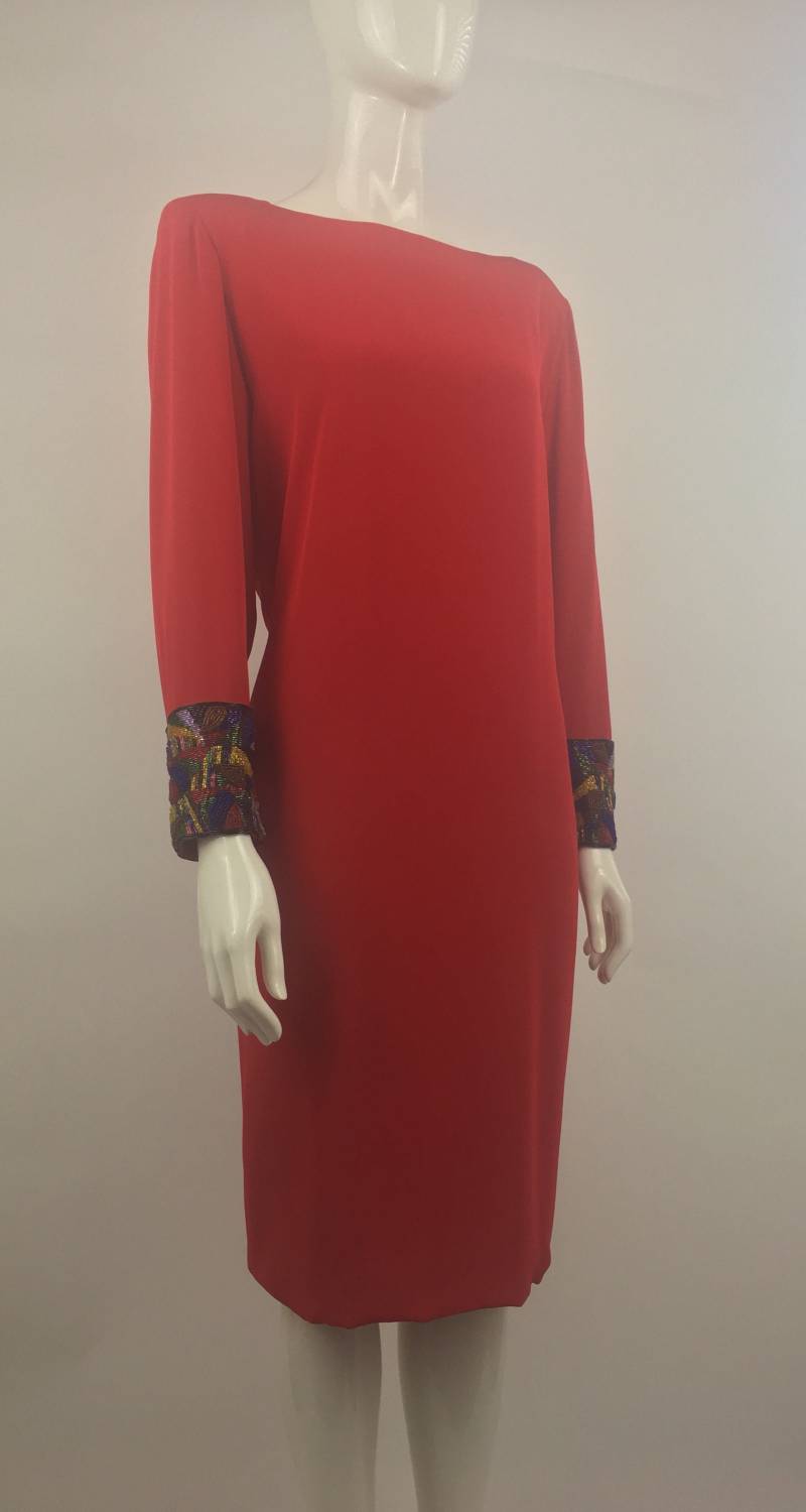 Vintage 80Er Jahre Etuikleid Perlen-Manschetten, Gr. 14 von urbancowgirlchic