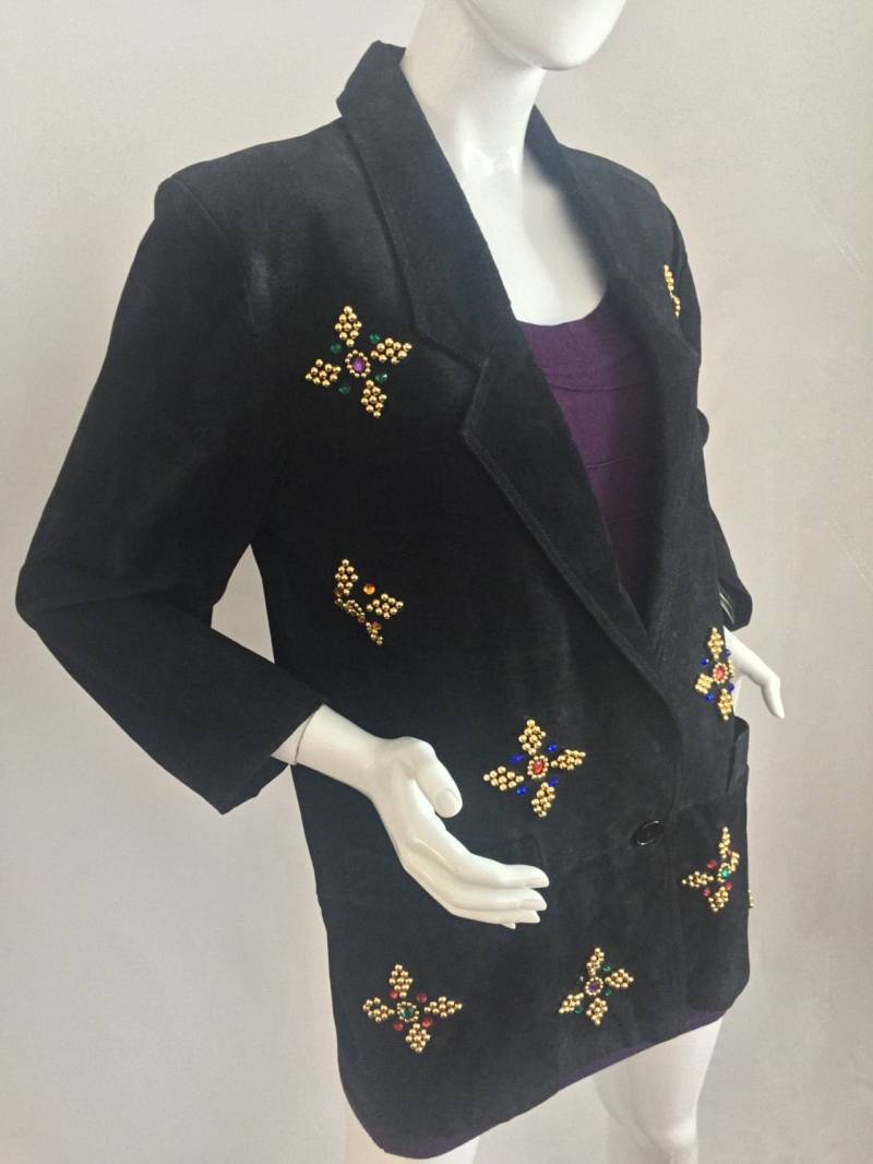 Vintage 90Er Jahre Schwarzer Wildleder Blazer - Atlantik- Leder Größe M/L Vintage 90Er Jahre Schwarzer Wildleder Blazer - Atlantik- Leder Größe M/L von urbancowgirlchic