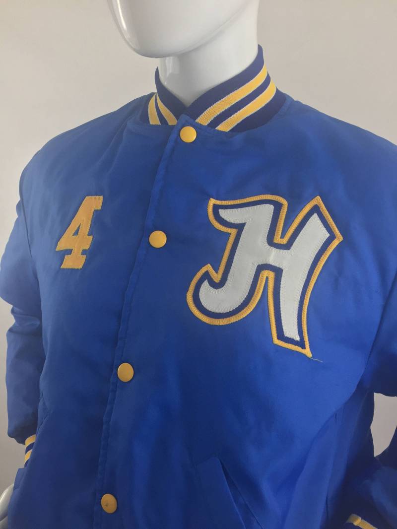 Vintage 90S Hohlay Blaue Bomberjacke Gesticktes 4H Club Logo, Grösse M Vintage 90S Hohlay Blaue Bomberjacke Gesticktes 4H Club Logo, Grösse M von urbancowgirlchic