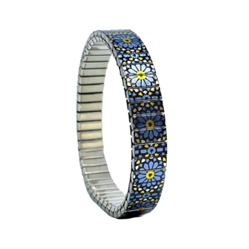 urband LONDON Edelstahlzugarmband CARNIVAL Blau Schwarz Gelb - 10 mm Größe S von urband LONDON