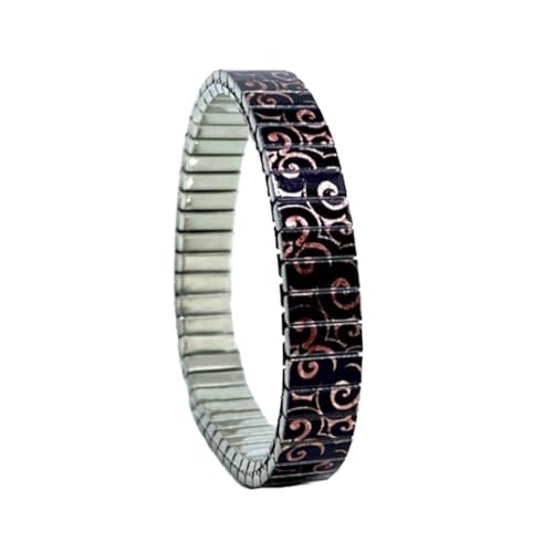 urband LONDON Edelstahlzugarmband CIRCLES INTERWIND Schwarz Kupfer Metallic - 10 mm Größe S von urband LONDON