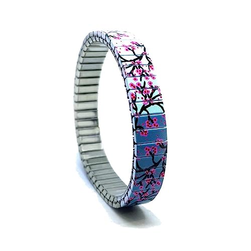 urband LONDON Edelstahlzugarmband COOL BLOSSOM Bunte Blumen - 10 mm Größe S von urband LONDON