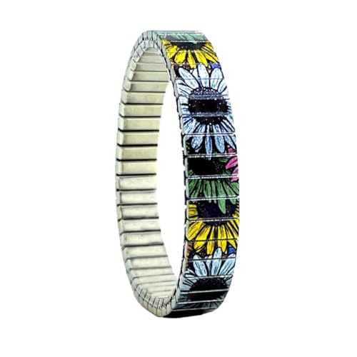 urband LONDON Edelstahlzugarmband FLOWERS DAISIES Blumig Bunt Metallic - 10 mm Größe L von urband LONDON