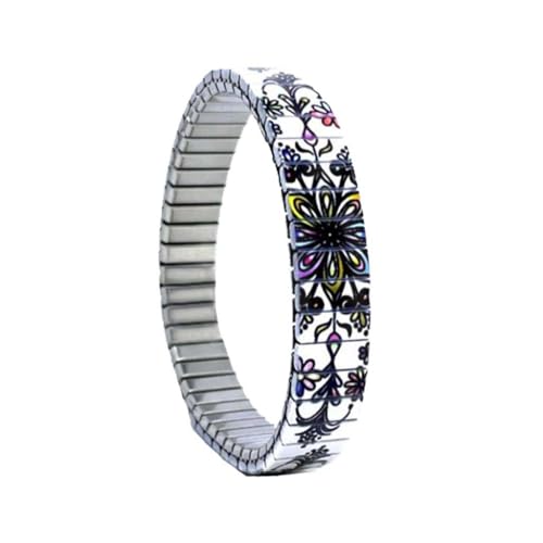 urband LONDON Edelstahlzugarmband FLOWERS MANDALA Weiß Bunt - 10 mm Größe M von urband LONDON