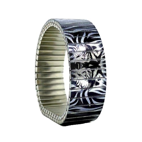urband LONDON Edelstahlzugarmband TATTOO WILDLAND WOLVES Schwarz Cobalt Silber Metallic - 18 mm Größe S von urband LONDON