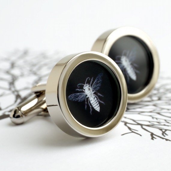 Vintage Biene Manschettenknöpfe Geschenk Für Männer, Personalisierte Kunst Geschenk, Bräutigam Manschettenknöpfe, Honey Bee Flitterwochen von urbaneye