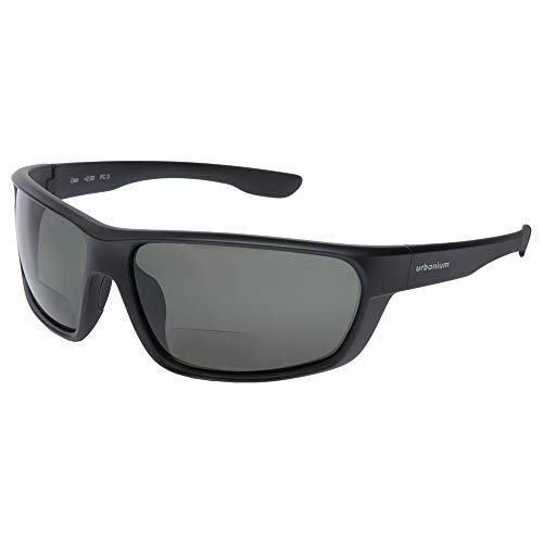 Urbanium Eyewear Oslo sportliche Sonnenbrille mit Sehstärke Modell Oslo mit polarisierten Gläsern in schwarz mit Addition +2.50 von urbanium e y e w e a r
