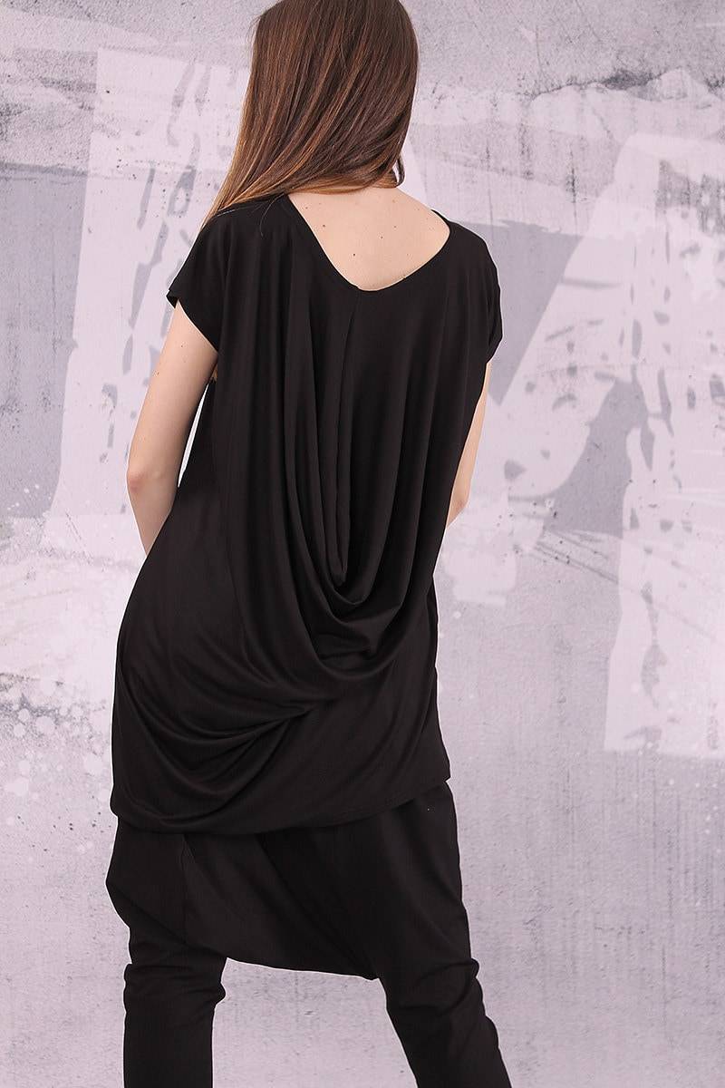 Extravagantes Schwarzes Top. Lockere Tunika. Kurzarm Plus Größe Size Um-039-Gl Extravagantes Schwarzes Top. Lockere Tunika. Kurzarm Plus Größe Size Um-039-Gl von urbanmood