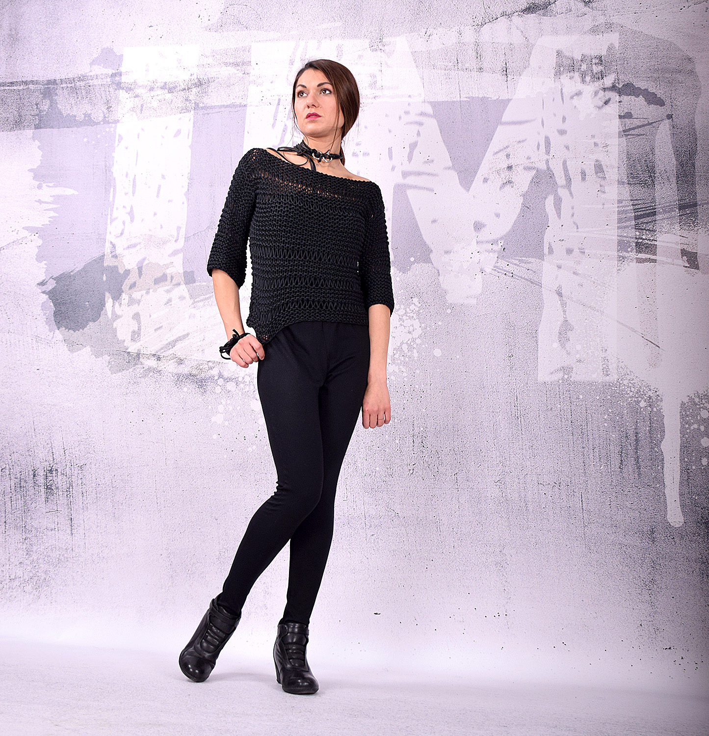 Handgestricktes Oberteil, Handgestricktes Plus Size Baumwollstrick Kurzer Pullover, Langes Ärmelloses Schwarzes Shrug, Hand Gestrickt Um-K107-Pt Handgestricktes Oberteil, Handgestricktes Plus Size Baumwollstrick Kurzer Pullover, Langes Ärmelloses Schwarzes Shrug, Hand Gestrickt Um-K107-Pt von urbanmood