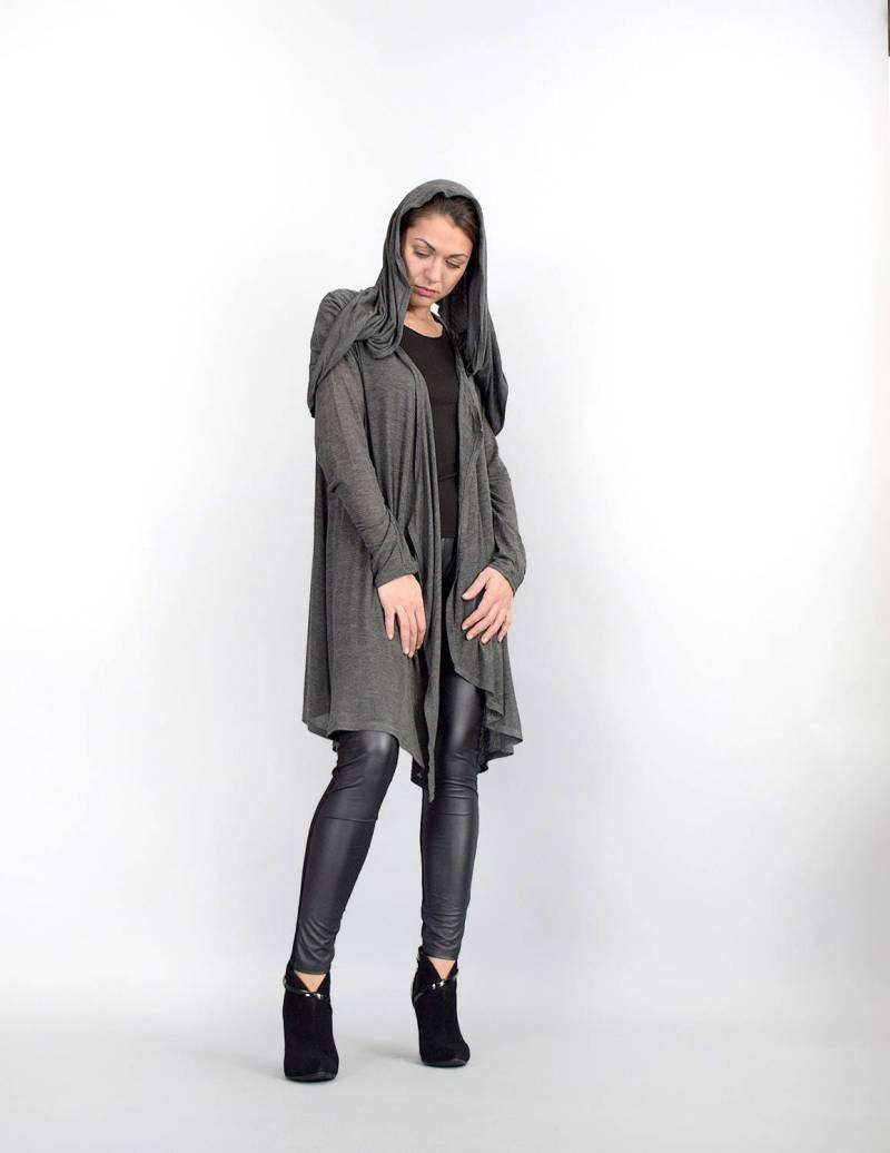 Hoodie Tunika, Wrap Weste, Strickjacke, Strick Cardigan, Oversize Plus Size Top, Urbanmood, Um227Pt von urbanmood