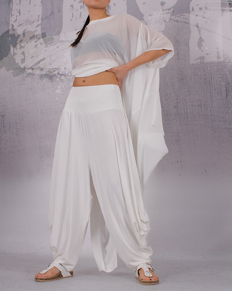 Hose, Weiße Hose Mit Weitem Rock, Lange Weite Urban Haremshose, Plus Size Ta011Ve Hose, Weiße Hose Mit Weitem Rock, Lange Weite Urban Haremshose, Plus Size Ta011Ve von urbanmood