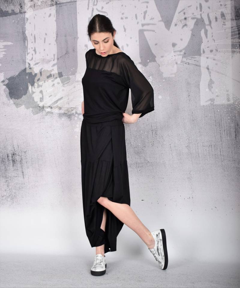 Maxi Rock, Langer Schwarzer Bodenlanger Extravaganter Ganzjahresrock By Urbanmood - Um-103-Vl Maxi Rock, Langer Schwarzer Bodenlanger Extravaganter Ganzjahresrock By Urbanmood - Um-103-Vl von urbanmood