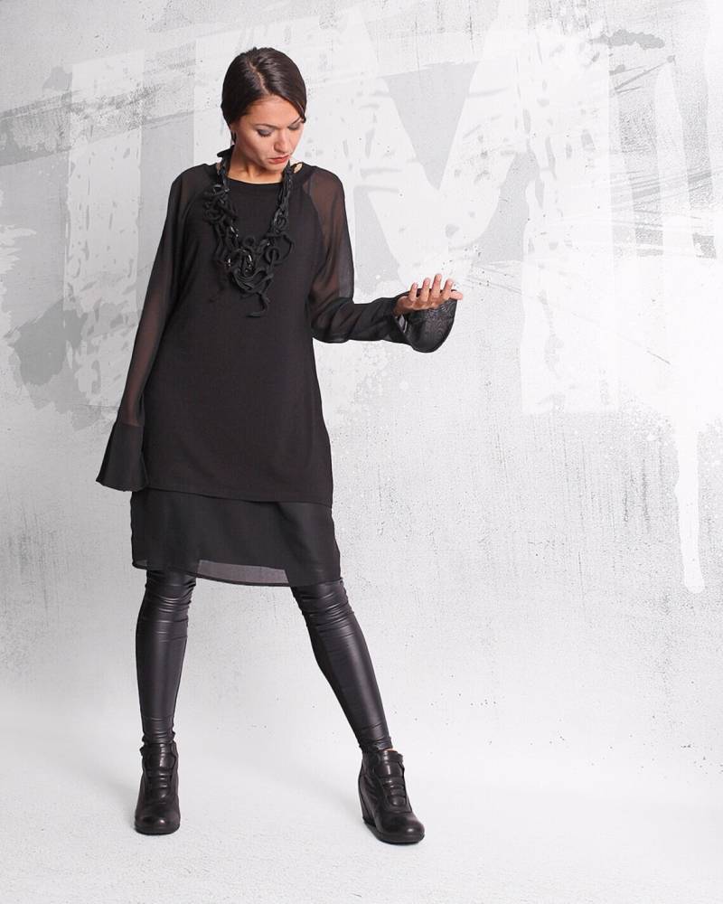 Schwarzes Tunika, Bluse Mit Langen Ärmeln, Schwarze Tunika, Schwarzes Top, Lockeres Top, Lange Tunika, Tunika Kleid, Transparente Ärmel Top Schwarzes Tunika, Bluse Mit Langen Ärmeln, Schwarze Tunika, Schwarzes Top, Lockeres Top, Lange Tunika, Tunika Kleid, Transparente Ärmel Top von urbanmood