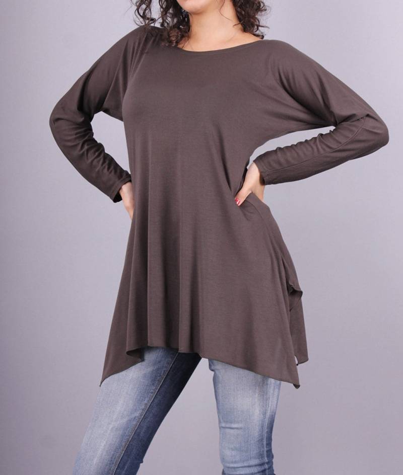 Tunika, Braune Bluse, Lockere Top Mit Langen Ärmeln, Tunika Oben, Braune Tunika, Tunika Frauen, Geschenk Für Sie, Handgemacht Von Urbanmood von urbanmood