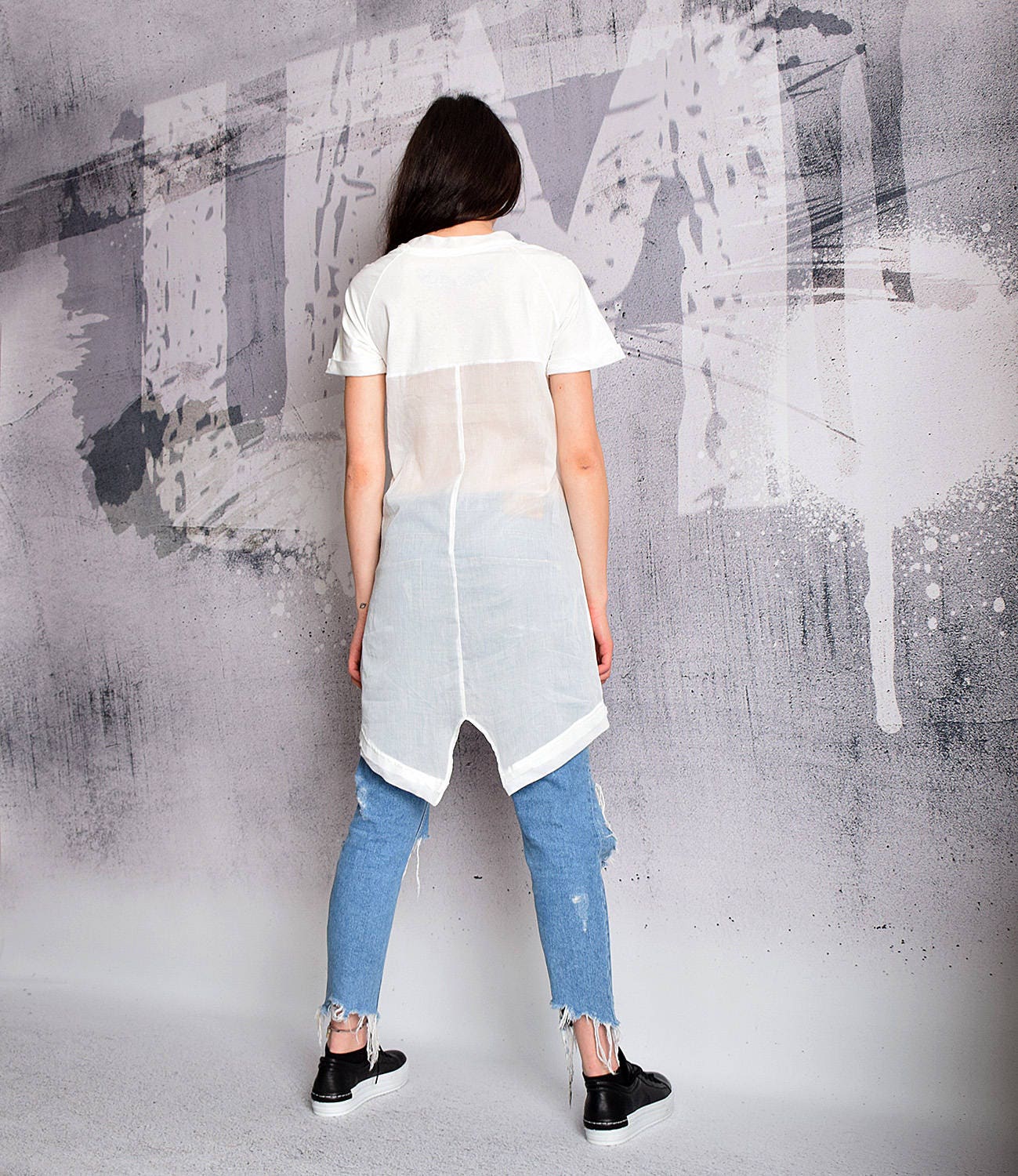 Tunika, Weiße Baumwolltop, Baumwollt-Shirt, T-Shirt, Weißes Top, Casual Langes Lange Urbanmood - Um-180-Co Tunika, Weiße Baumwolltop, Baumwollt-Shirt, T-Shirt, Weißes Top, Casual Langes Lange Urbanmood - Um-180-Co von urbanmood