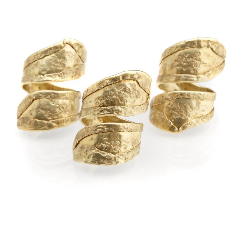 Korkenzieherring Aus Vergoldeter Bronze, Ring, Handgefertigt, Schmuck, Rustikal, Unikat, Original, Textur, Verstellbar von urjoies