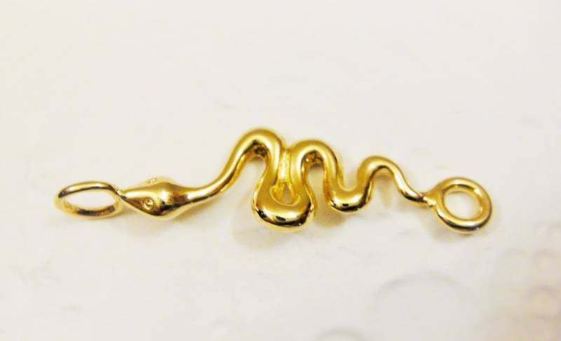 Vermeil Gold Schlangenanhänger, 18K Vergoldet Über Sterling Silber Schlangenanhänger 1 Stk., Glänzendes Gold, Schlangenverbinder, Vermeil-Schlange von usaw