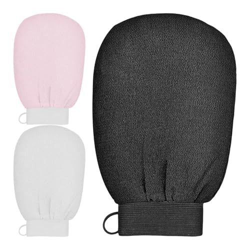 3 Stück Peeling-Handschuhe für Körper und Gesicht – Rosshaar für Körperpeeling und Gesichtspeeling – Damen und Herren Handschuhe für Reinigung und Haut von usefulbeauty