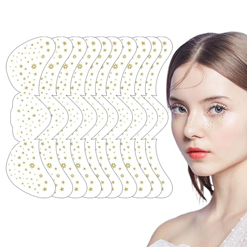 usefulbeauty Glitzer-Gesichtsaufkleber für Mädchen, Make-up-Gesichtsaufkleber, Glitzernde Sternenstaub-Make-up-Patches, 10 Stück goldene Augen-Make-up-Aufkleber, temporäre Fake-Spots-Aufkleber für von usefulbeauty