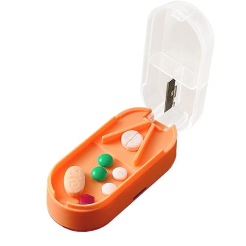 usefulbeauty Reise-Pillenbox, Reise-Pillenbox für Medikamente - 2-in-1-Reisemedikamentenbox mit Pillenschneider | Transparentes Pillenetui, Pillenbehälter u von usefulbeauty