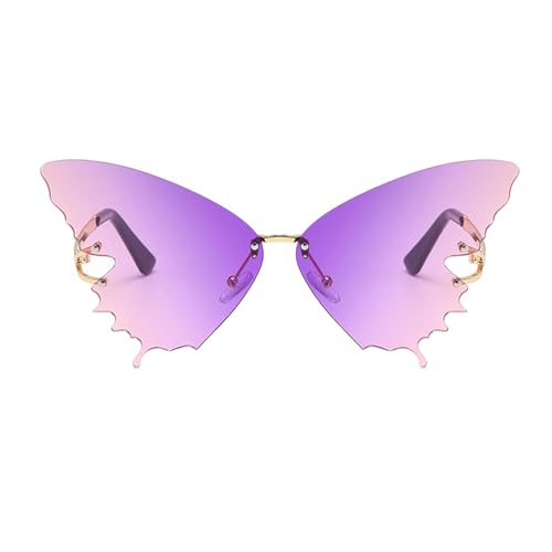 usefulbeauty Schmetterlings-Sonnenbrille | Sonnenbrille für den Außenbereich | UV-Schutz, Blendschutz, ohne Rahmen, für Frauen, für den Außenbereich, Autofahren, Party und Sommerurlaub, lavendelfarben von usefulbeauty