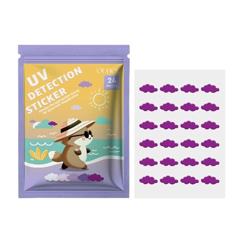 usefulbeauty Sonnenschutz-Erinnerungsaufkleber, UV-Erkennungsaufkleber für Sonnenschutzmittel | 24 Stück SPF Sensing UV Sun Patch & Sunscreen Dots UV Sticker | 5-fache Erinnerung an das erneute von usefulbeauty