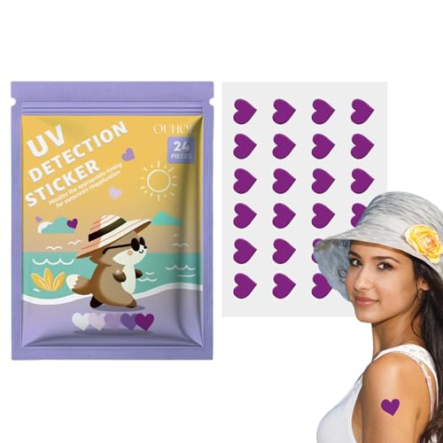 usefulbeauty UV-Aufkleber für Sonnenschutz, Sonnenschutz-Erinnerungsaufkleber - 24 Count SPF Sensing UV-Aufkleber,5-Style Sun Patch Sunscreen Dots UV-Aufkleber, Sonnenschutz-Erinnerungsaufkleber für von usefulbeauty