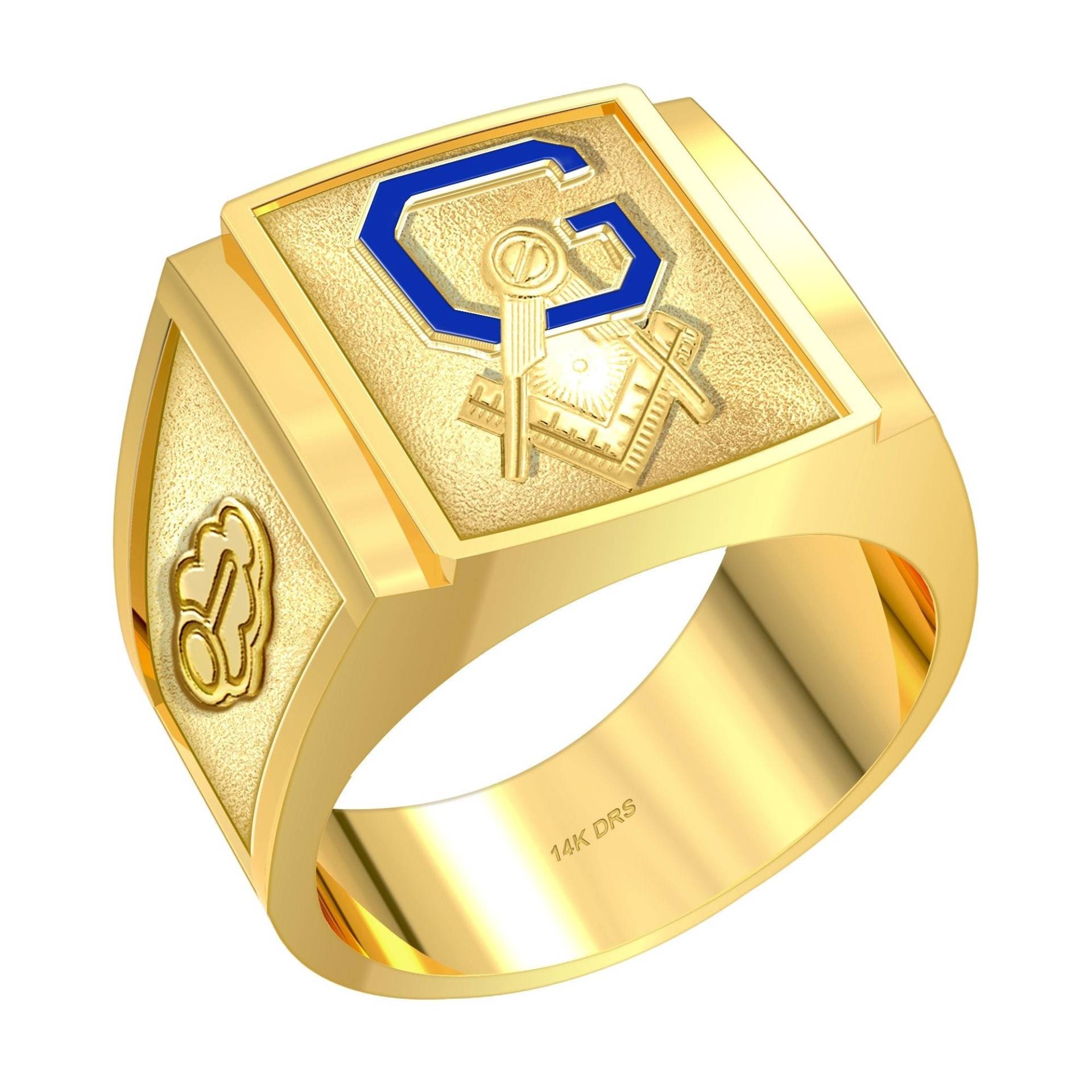 Anpassbarer Masonic Back Ring Aus 10K Oder 14K Weißgold Gelbgold Für Herren von usjewelsandgems