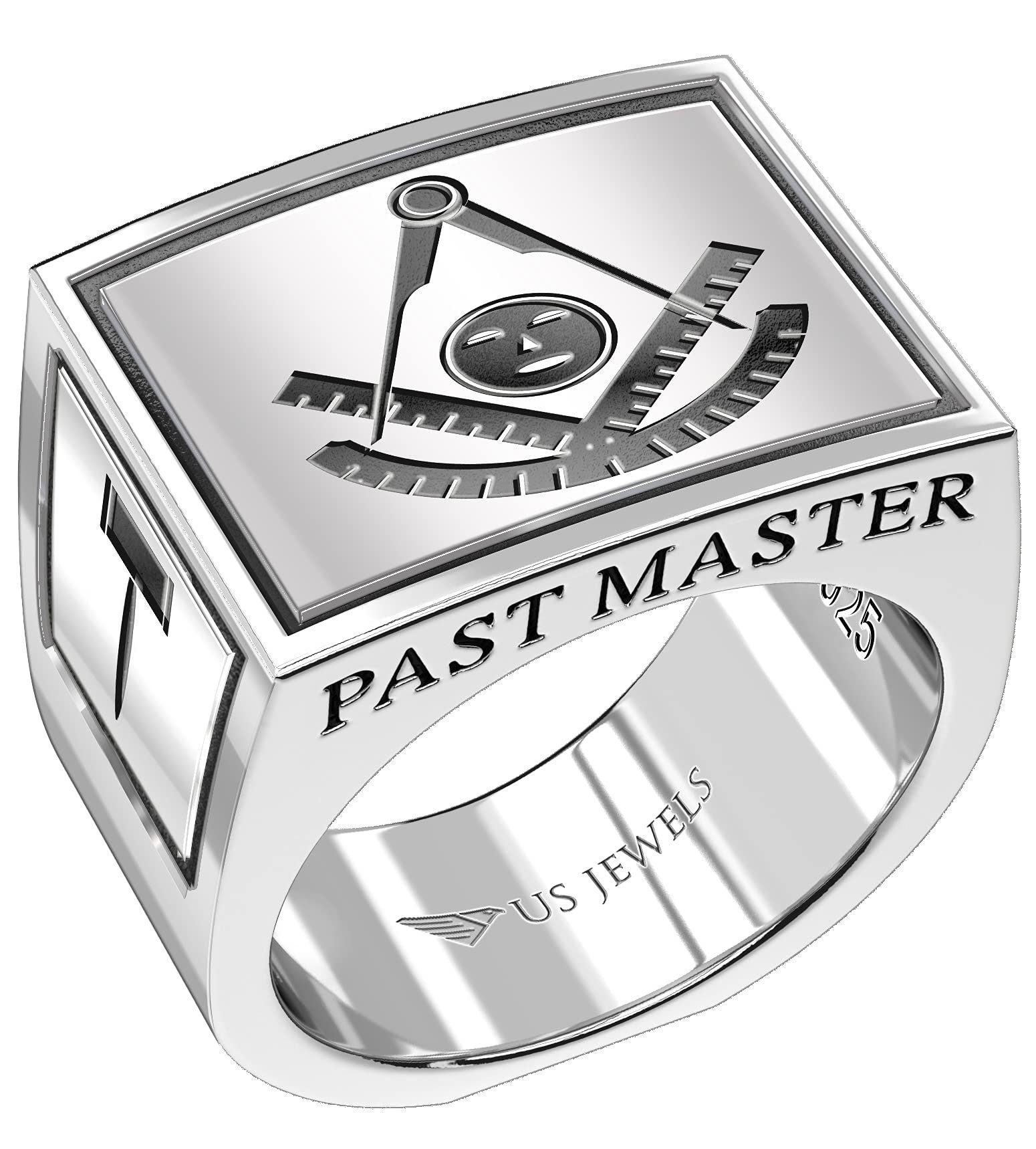 Freimaurer Personalisierbarer Herren 925 Sterling Silber Solid Back Past Master Ring von usjewelsandgems