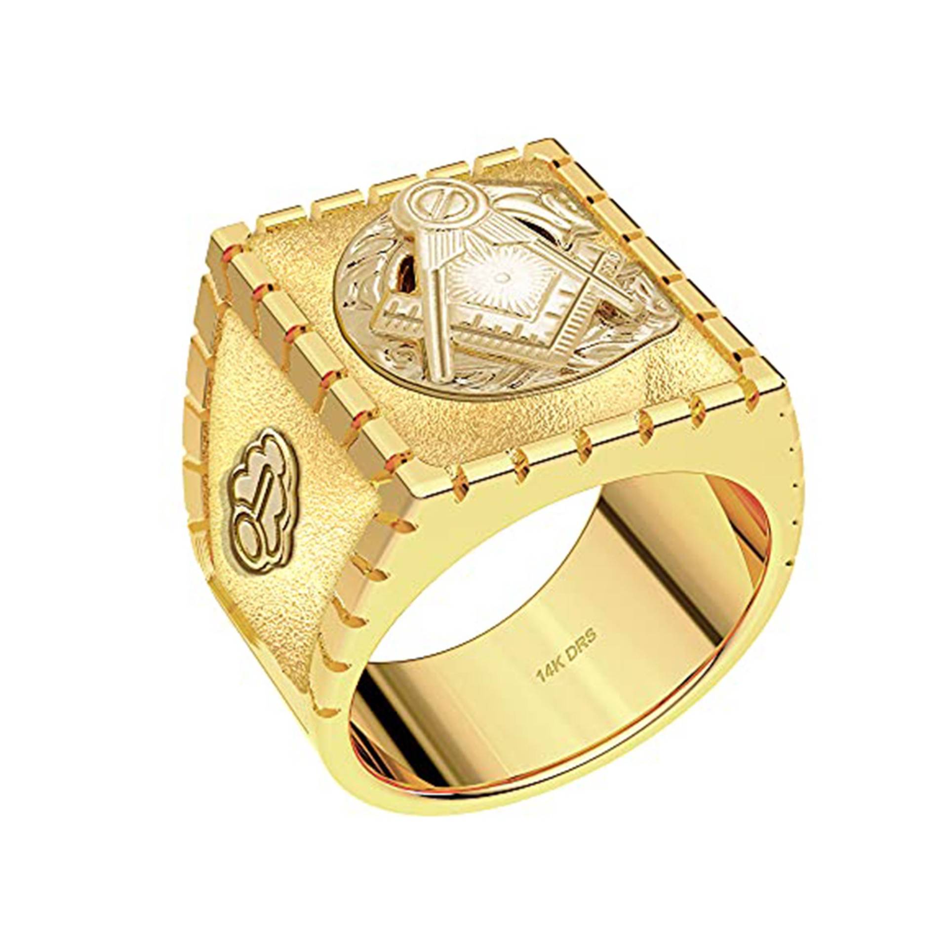 Us Jewels Masonic Herren 10K Oder 14K Gelbgold & Weißgold "G" Master Mason Ring von usjewelsandgems