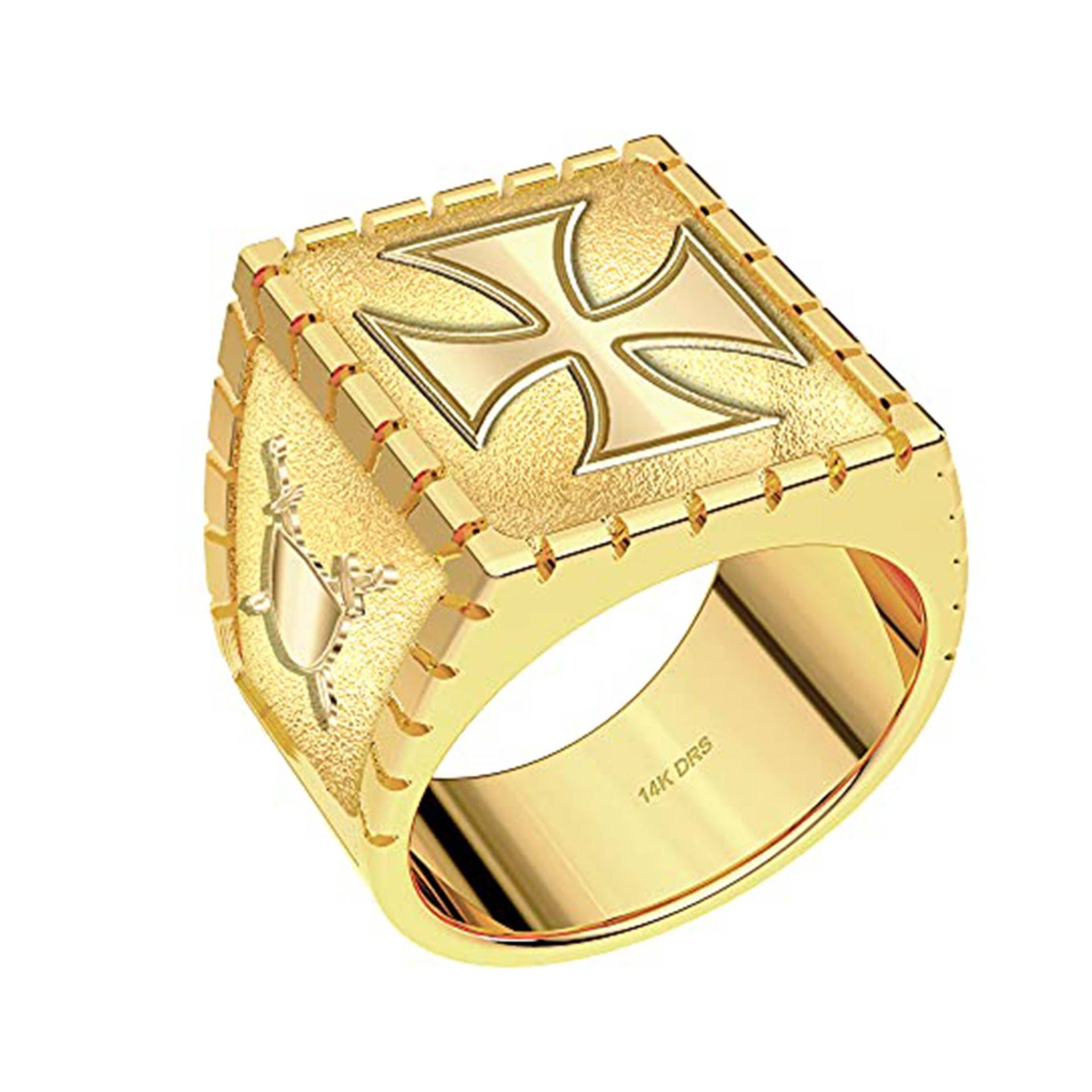 Us Jewels Masonic Herren 10K Oder 14K Gelbgold & Weißgold Tempelritter Ring von usjewelsandgems