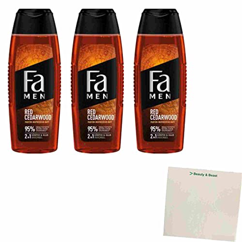 Fa Men Duschgel Red Cedarwood 2in1 3er Pack (3x250ml Flasche) + usy Block von usy